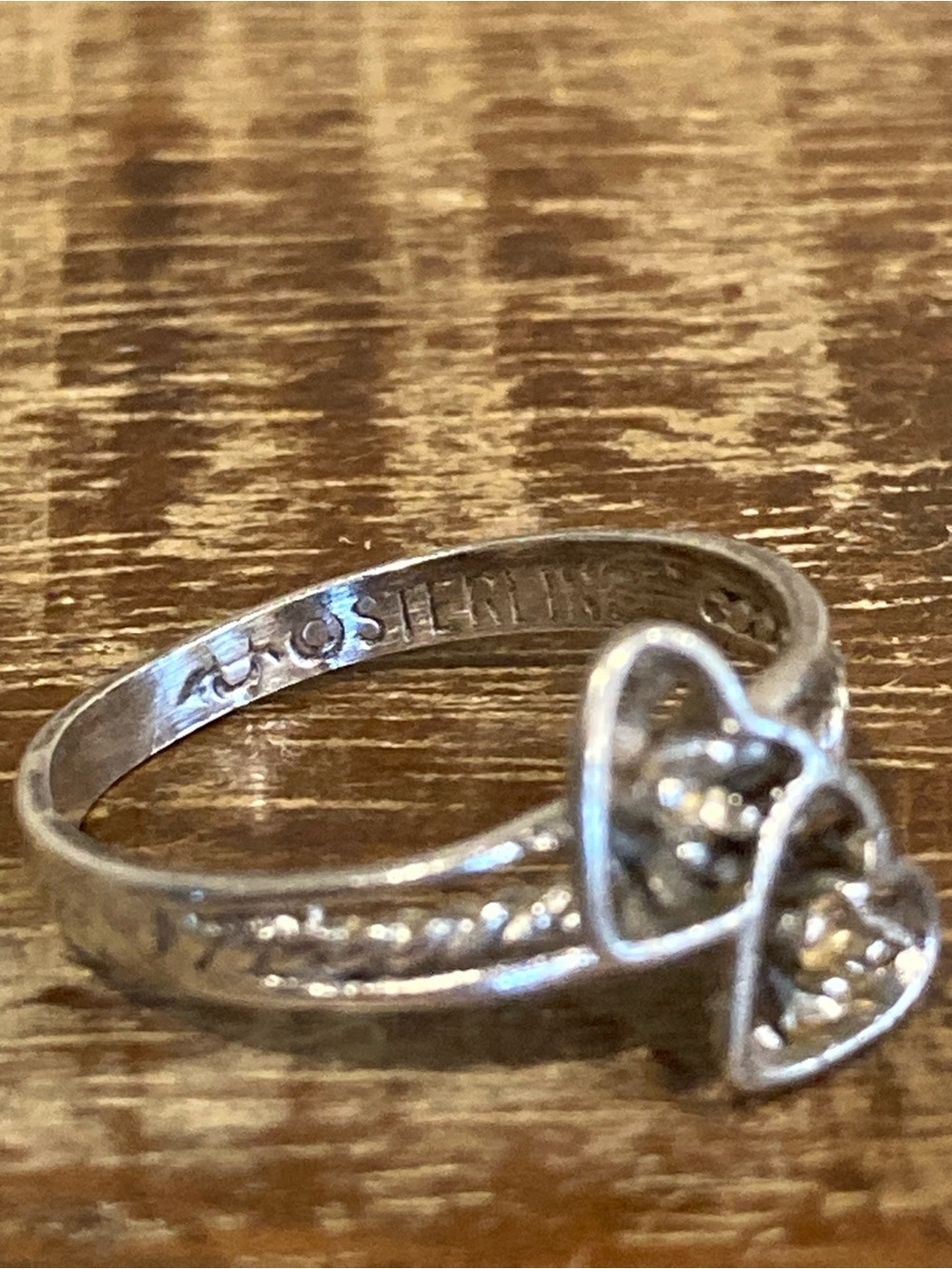 Vintage Sterling Silver Hearts Ring Size 7 Missing Stone! Uncas - Picture 6 of 15